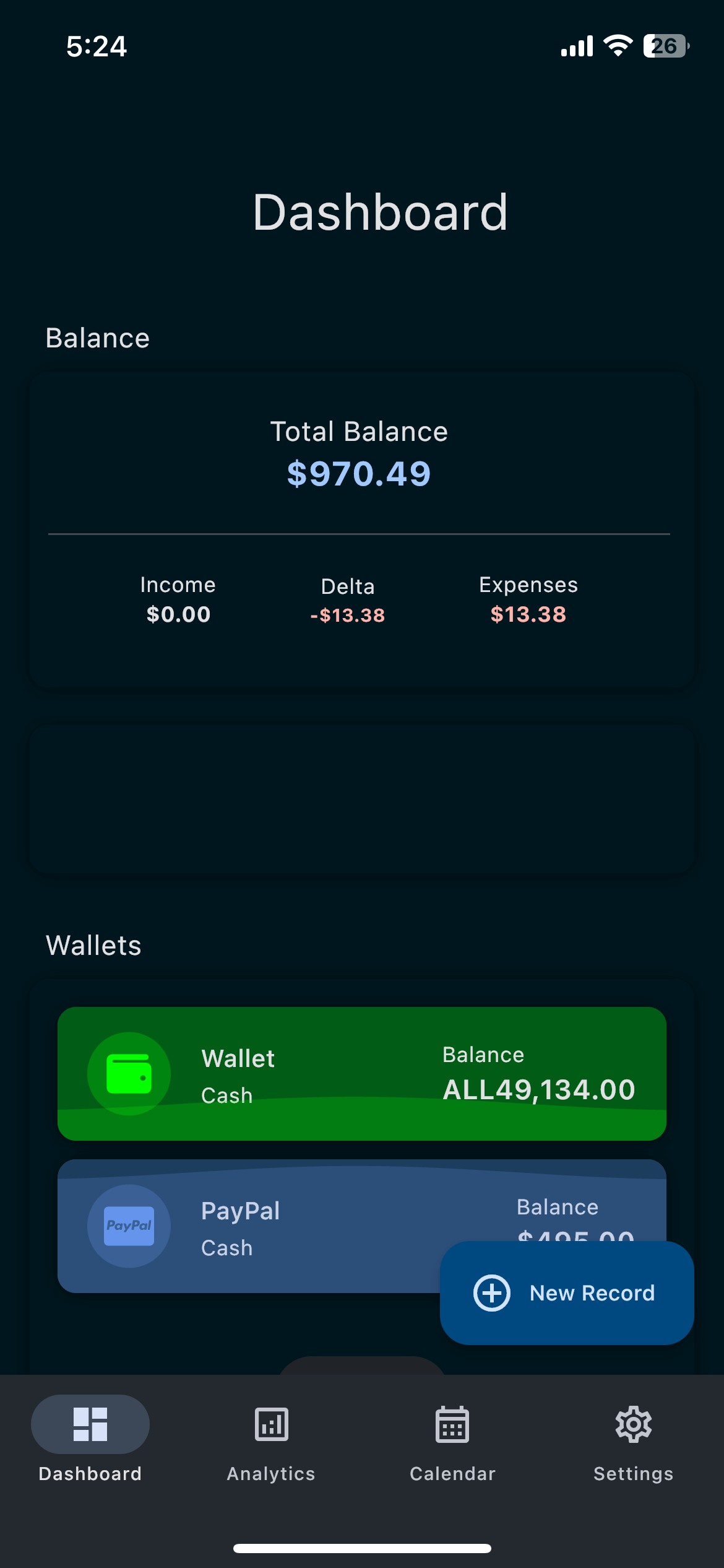 Finzio dashboard